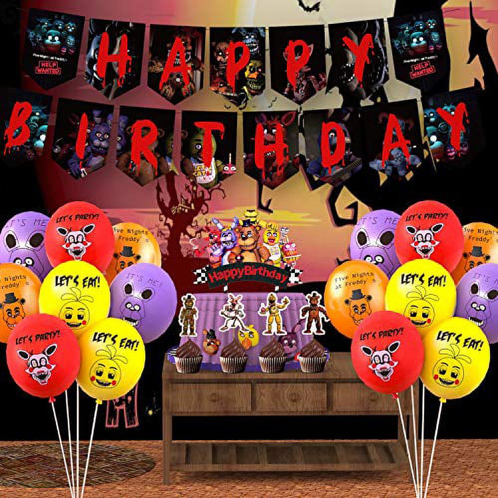 Heidaman Five Nights At Freddy's Birthday Party Supplies Fnaf Birthday  Decorations Freddy Frostbear Party Decorations Set Include Banners Balloons